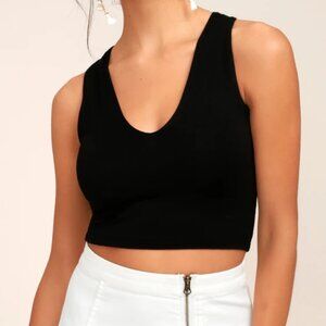 Women's Size Medium Lulus Feel Like Dancing Black Crop Top, NWOT